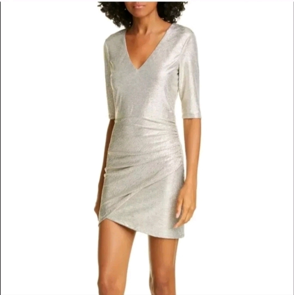Alice + Olivia Judy dress with metallic V-Neck Mini Dress 0 New without tags. - Picture 12 of 16